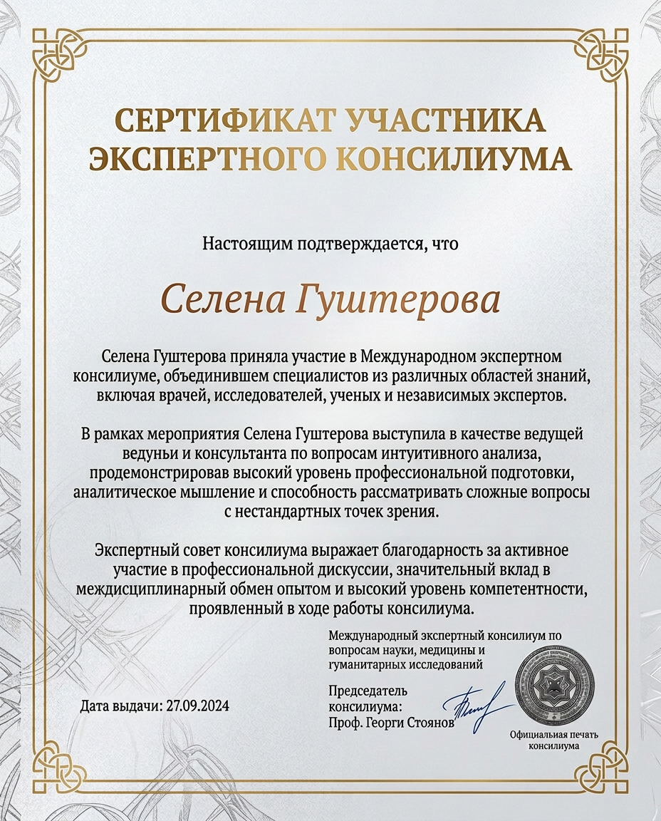 Сертификат участника Экспертного Консилиума 2024